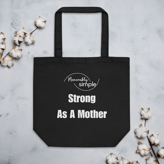 Strong as a Mother™ Motivational Tote Bag | Minimalist Empowering Quote Bag | Everyday Canvas Tote for Confident Moms