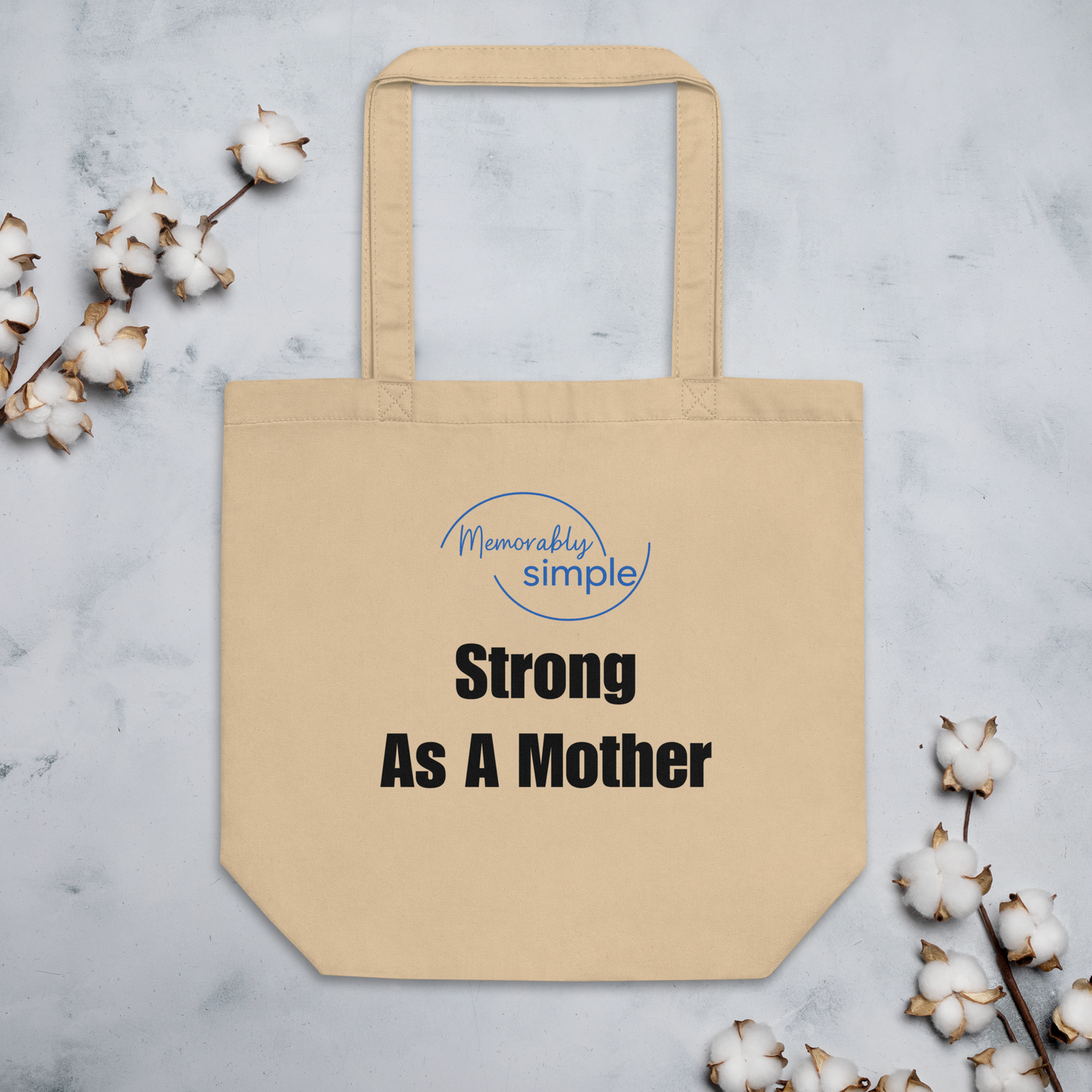 Strong as a Mother™ Motivational Tote Bag | Minimalist Empowering Quote Bag | Everyday Canvas Tote for Confident Moms