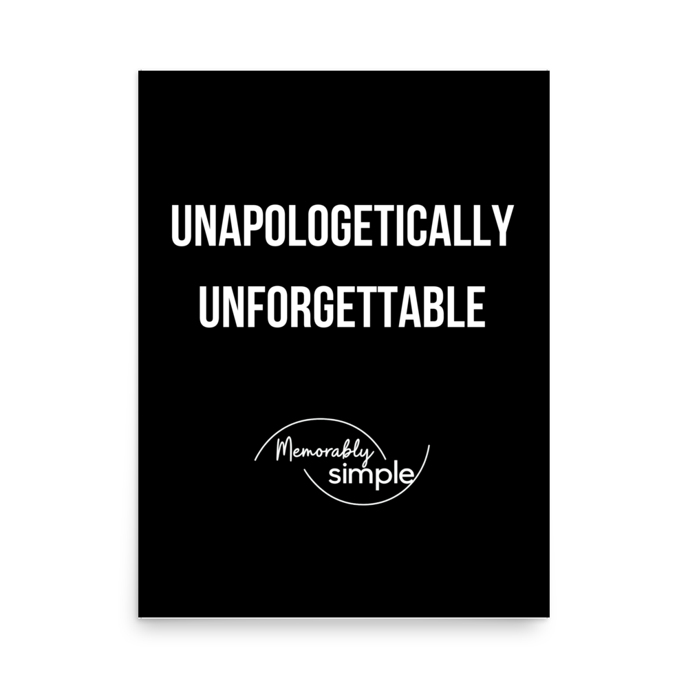 Unapologetically Unforgettable™ Motivational Wall Art Poster | Minimalist Inspirational Quote Print | Empowering Home & Office Decor