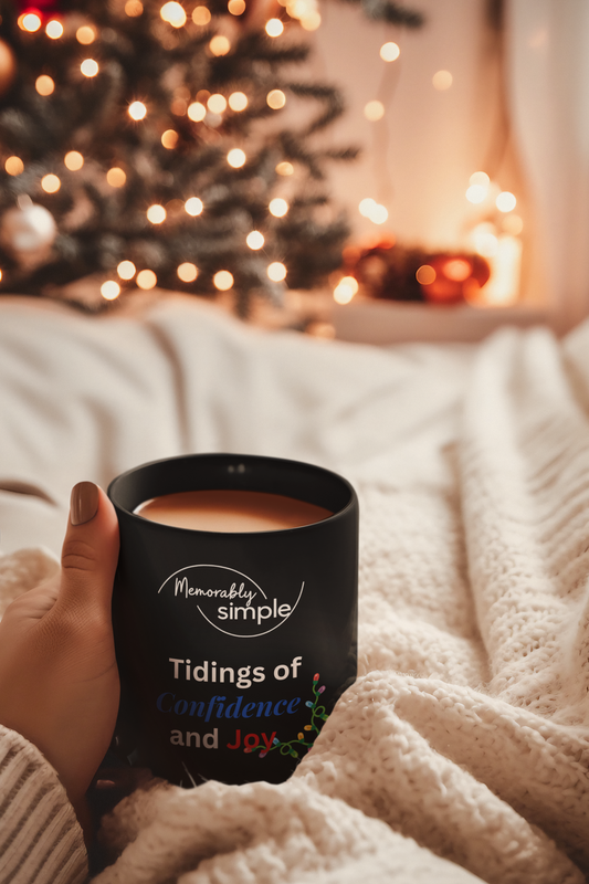 Tidings of Confidence and Joy — Black Ceramic Mug (11oz)