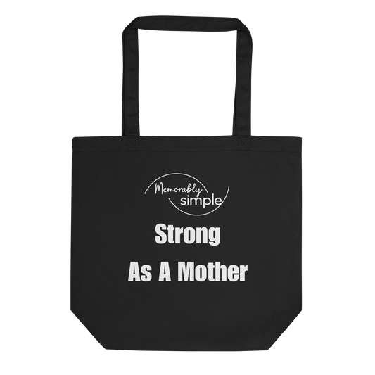 Strong as a Mother™ Motivational Tote Bag | Minimalist Empowering Quote Bag | Everyday Canvas Tote for Confident Moms