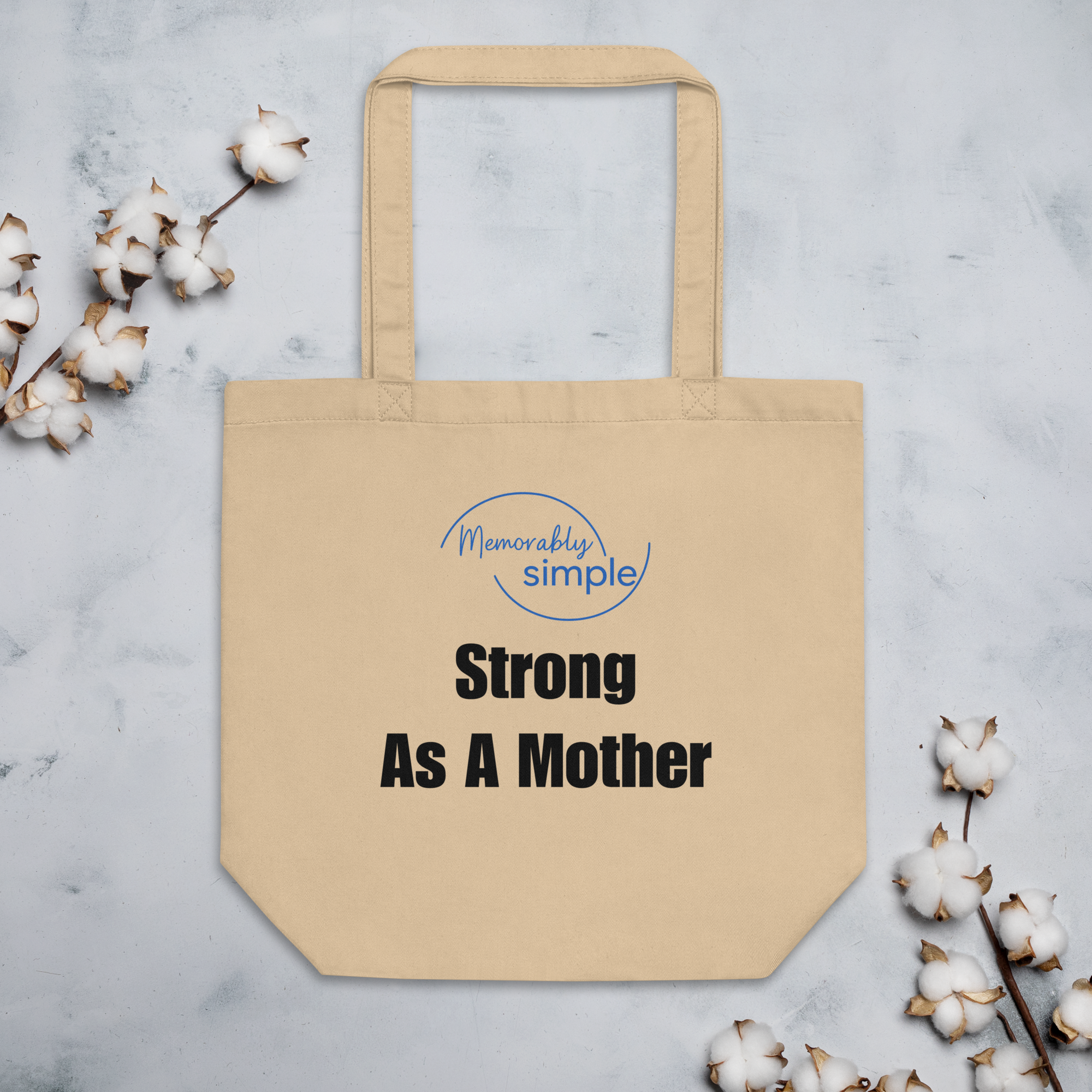 Strong as a Mother™ Motivational Tote Bag | Minimalist Empowering Quote Bag | Everyday Canvas Tote for Confident Moms