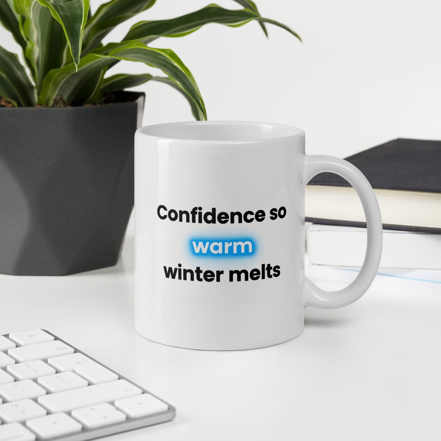 Confidence So Warm Winter Melts™ Mug – Cozy Minimal Winter Glow Edition